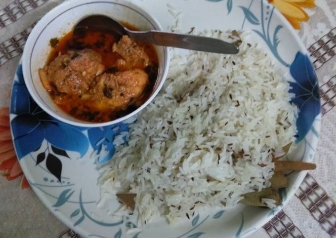 Chicken tikka masala with jeera rice
