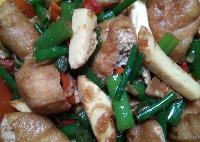 Cara  memasak Oseng putih telur, tahu pong+kembang bawang/kacang panjang yang nikmat