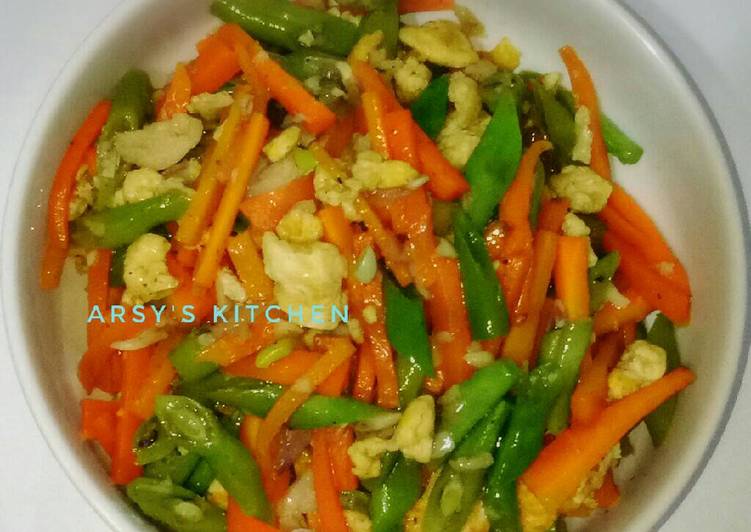 Langkah mengolah Tumis Orak Arik Wortel Buncis Lezat