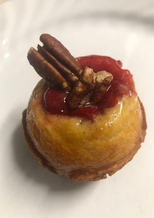 A picture of Cherry cobbler cupcakes.