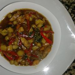 A picture of Stir fry Potato soup.