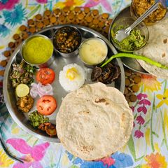 A picture of Maharashtrian Traditional Lunch Thali,.