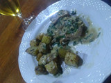 Pollo al verdiñon (verdeo y champiñón) con papas 🤔🤗🤗