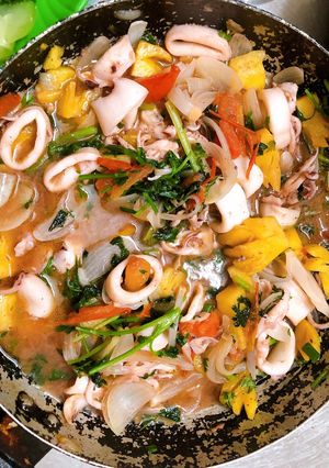 Hình của món Mực xào.