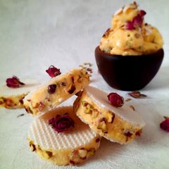 A picture of Bastani Sonnati (Traditional Persian Saffron Ice Cream).