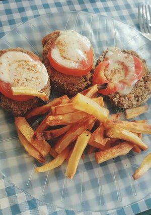 Una foto de Hamburguesa de lentejas -consistencia ideal-🍔