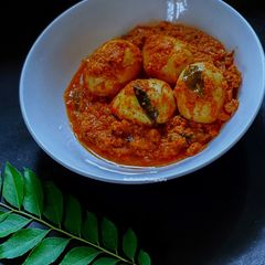 A picture of Egg in Chettinad style.