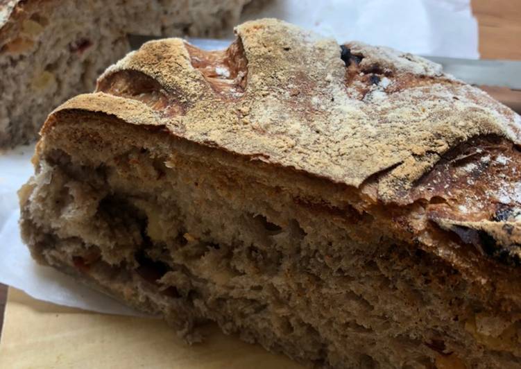 Resep No Knead Cinnamon Cranberry Raisin Almond Bread Anti Gagal