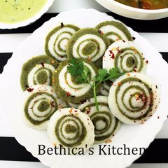A picture of Spinach Swirl Idli.