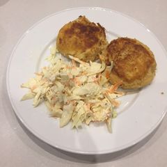 A picture of Fish cakes with salmon trout.