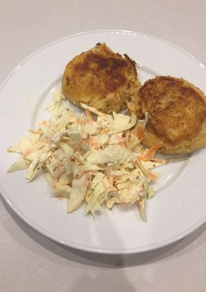A picture of Fish cakes with salmon trout.