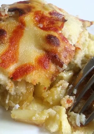 Una foto de Moussaka al estilo griego