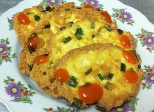 Hình của món Trứng chiên đậu phụ.