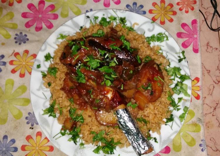 رز بالخلطة بالبهارات لفخدة المشوية