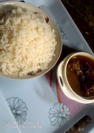 A picture of White Rice and Pepper Soup.