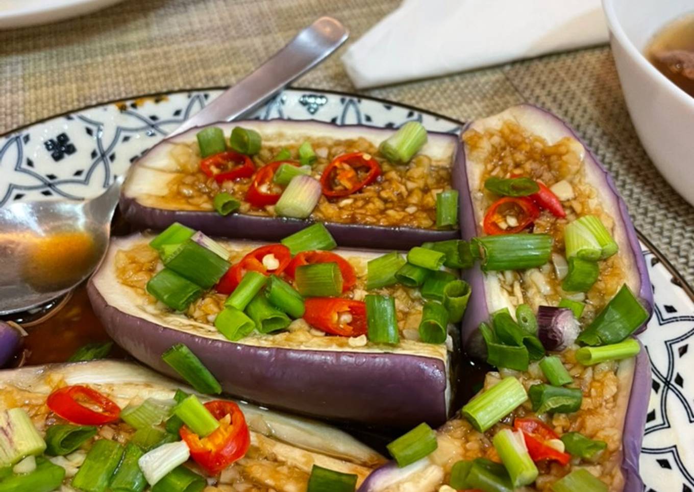 Steamed brinjal