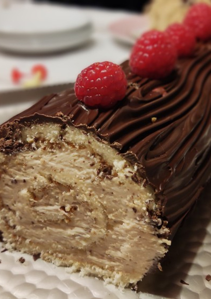 Una foto de Tronco de crema de café suave con mascarpone