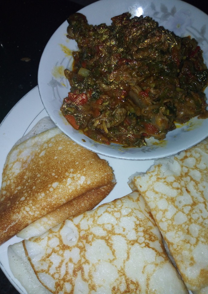 A picture of Sinasir with spinach soup.