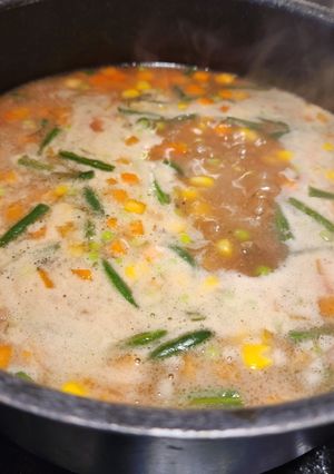 A picture of My Beef and Vegetables soup.