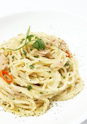 Foto resep Spaghetti aglio olio tuna