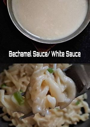 A picture of Bechamel Sauce/ white Sauce.
