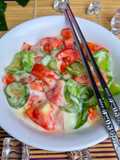 Salad Tomat Timun sederhana ala Jepang untuk diet dressing yogurt mayo lada