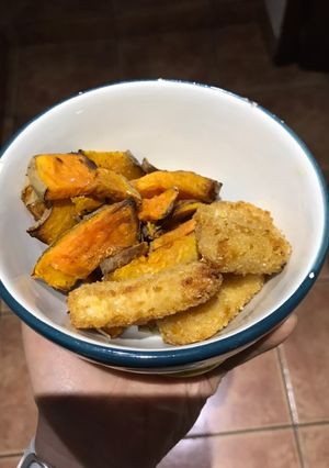 Una foto de Nuggets con camotitos en la Air Fryer