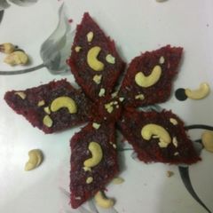 A picture of Coconut Beetroot Burfi.
