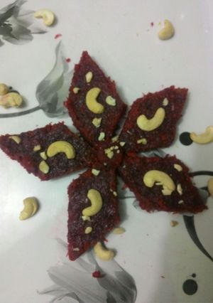 A picture of Coconut Beetroot Burfi.