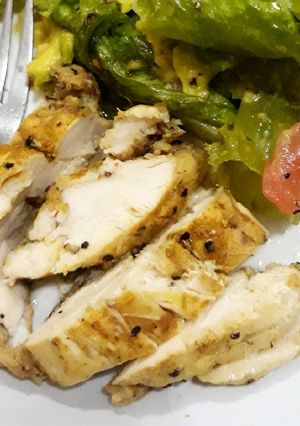 Foto resep Fillet Dada Ayam panggang bumbu kari (menu diet)