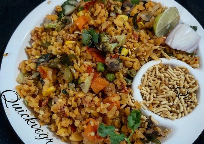 quick veg recipe style poha made in love for people who love vegan recipe main photo