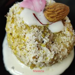 A picture of Oats Paneer sweet balls with instant Rabdi.