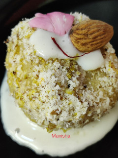 A picture of Oats Paneer sweet balls with instant Rabdi.