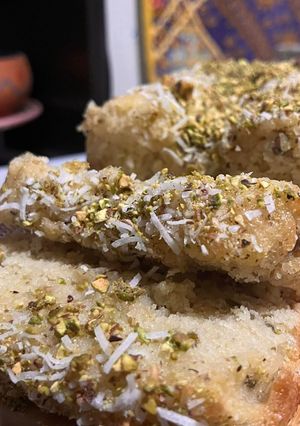 A picture of LEMON, COCONUT, AND PISTACHIO CAKE.