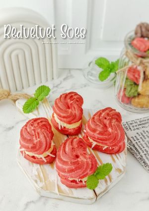 Foto resep Soes Red Velvet Love Vla Susu Keju