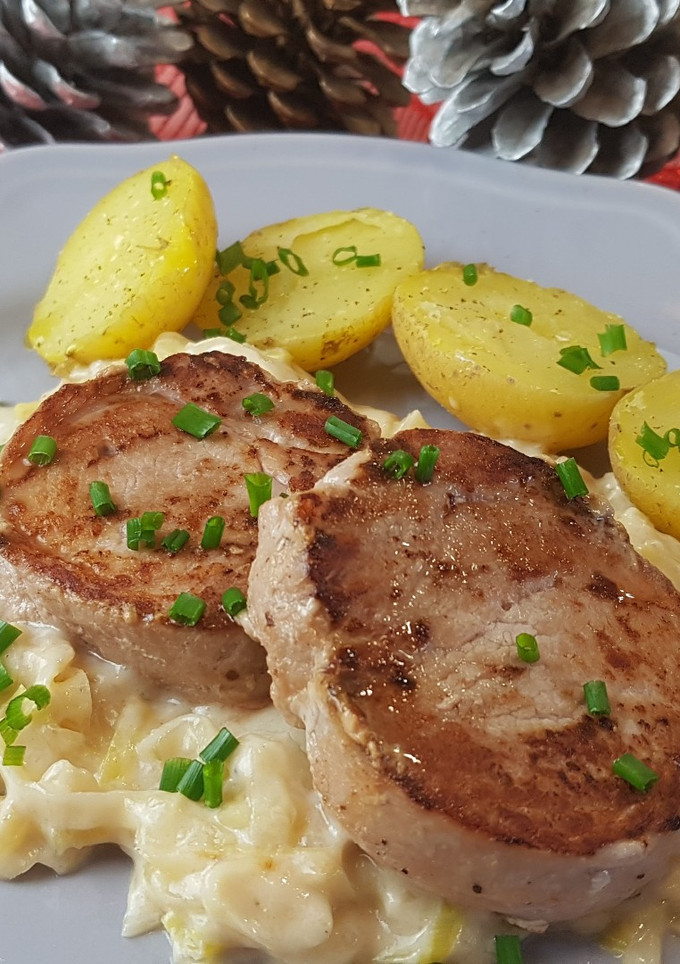 Una foto de Solomillo con salsa de puerro, receta para Navidad
