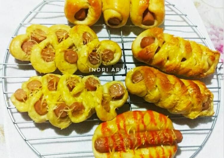 Resep Roti Sosis (teknik water roux), Enak Banget