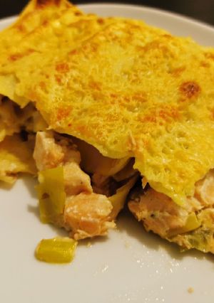Une photo de Lasagnes poireaux et saumon à la béchamel