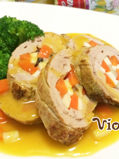 南瓜風味豬肉蔬菜捲 的食譜成品照片