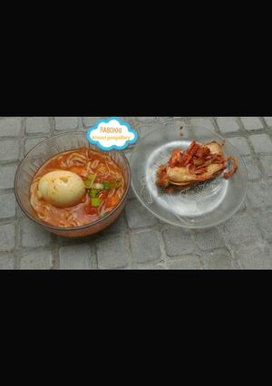 Foto resep 154. Rabokki egg (Ramyeon+tteobokki telur)