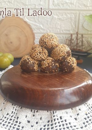 A picture of Amla Til ladoo (Indian gooseberry sesame seeds ladoo).