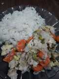 Merluza con verduras a la crema