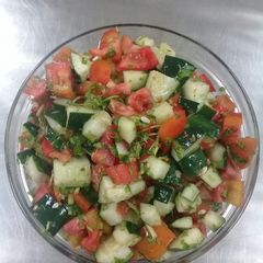 Tomato cucumber salad A picture of Tomato cucumber salad.