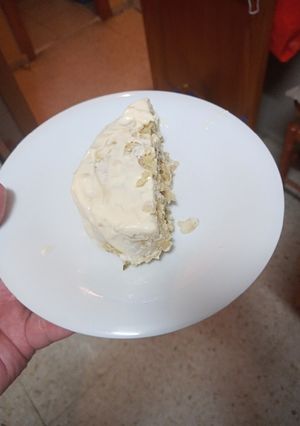 Una foto de Pastel de merluza y coquinas con mayonesa en microondas