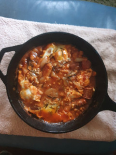 A picture of Chorizo Beans Eggs.