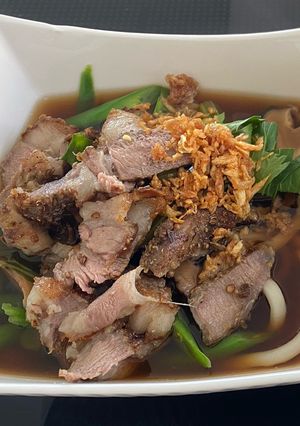 A picture of Grilled Lamb Udon Noodles Ramen🍜.