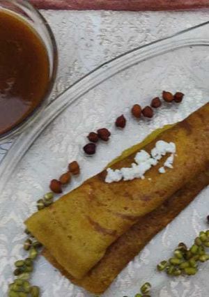 A picture of Mix pulses rice paneer roll.