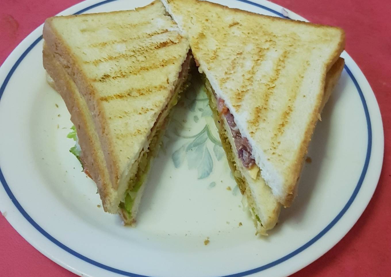 Ham, cottage cheese sandwich