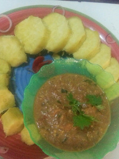 A picture of Sweet potatoes + pea nut sauce# festive dish contest_Nairobi Wes.