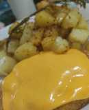 Milanesa de no pollo vegana con papas doble cocción